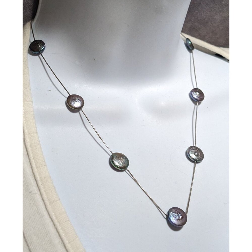 Sterling Silver Shell Beaded Necklaec - image 2